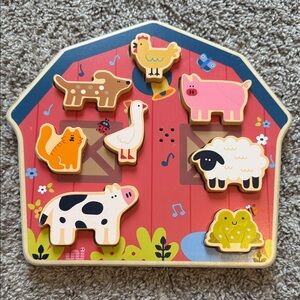 Target Wooden Barnyard Animal Puzzle - Red, Pink, Green